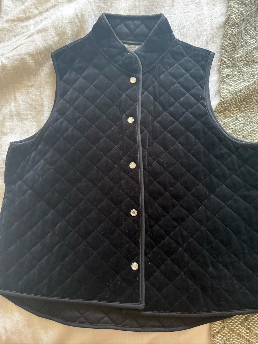 Kate Hill Black Quilted Snap-Front Vest